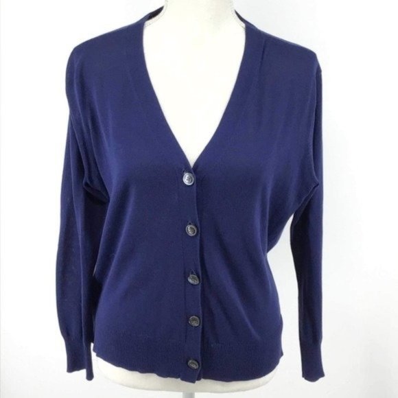 J. Crew Sweaters - J.Crew Dark blue cotton cardigan, XS
